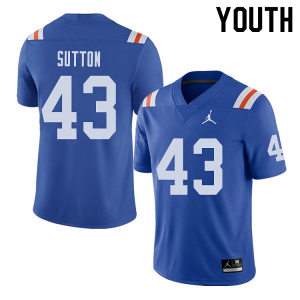 Jordan Brand Youth #43 Nicolas Sutton Florida Gators Throwback Alternate College Football Jerseys